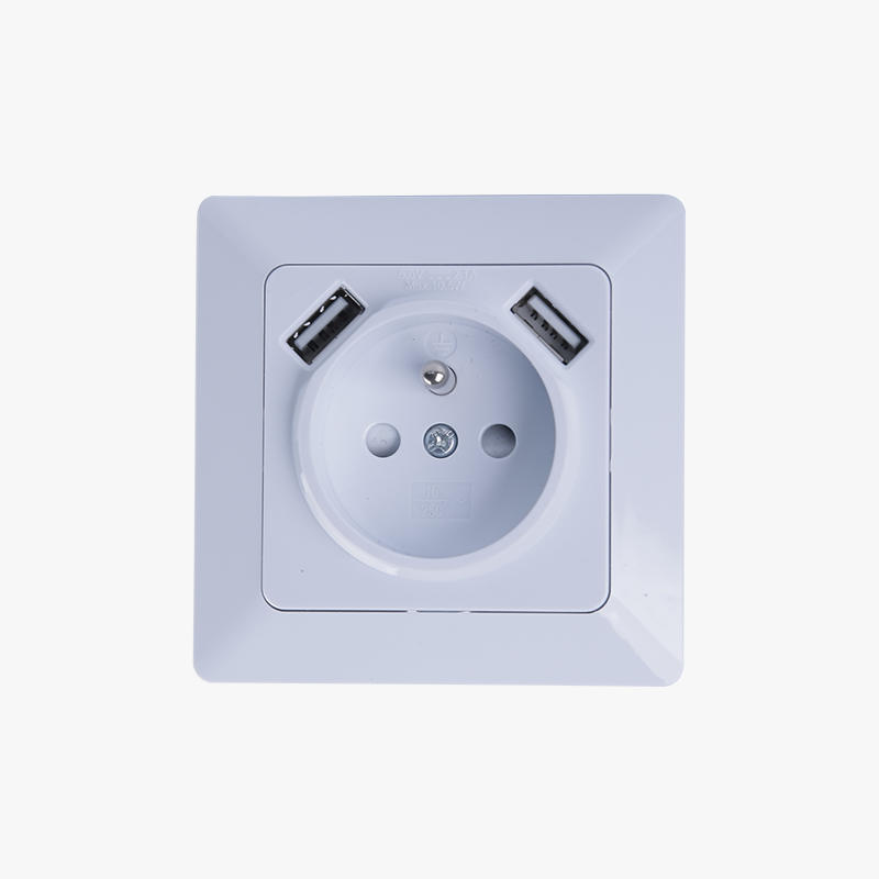 SINGLE FRENCH SOCKET WITH DUAL USB CHARGERS