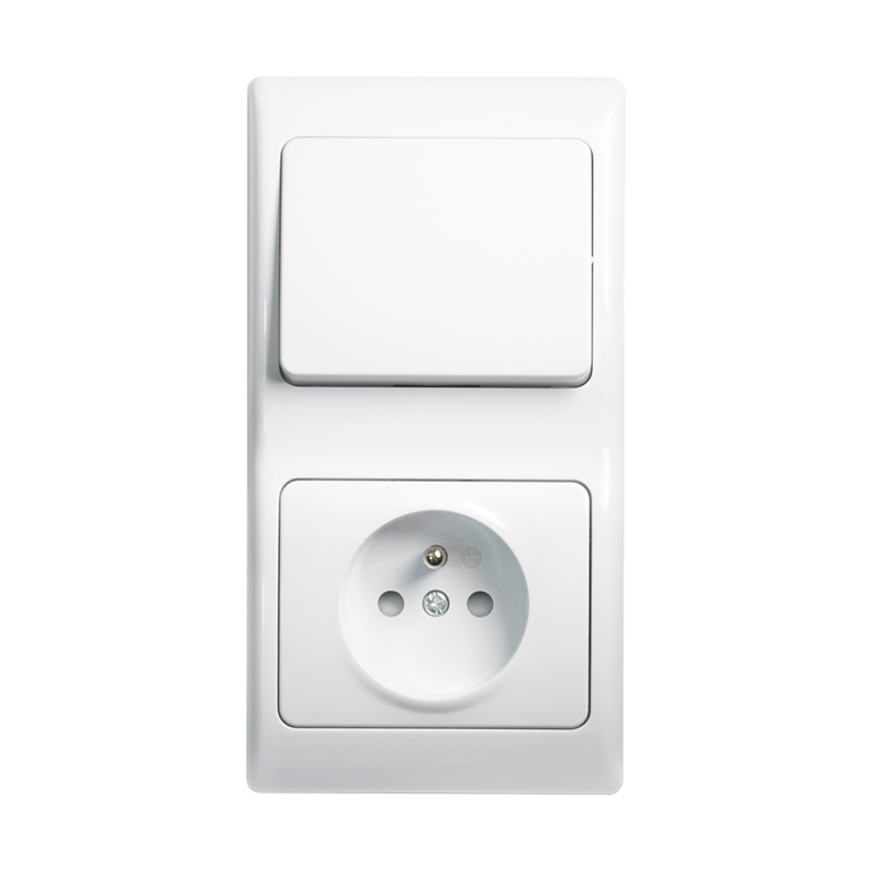 1 gang 2 pole Wall Flush Mounted Switch Socket with unitary frame
